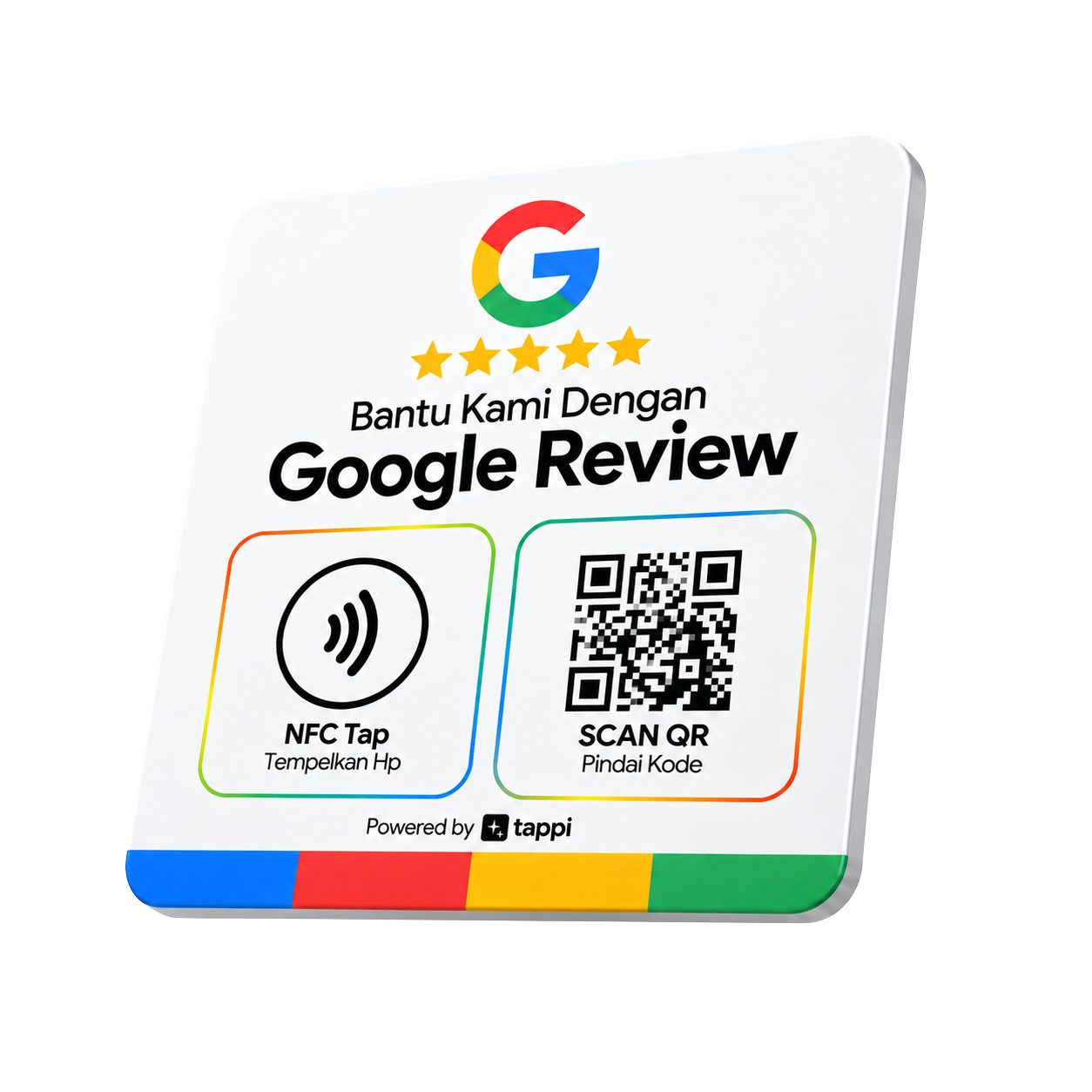 Tappi Card Google Review (Tampak Depan)
